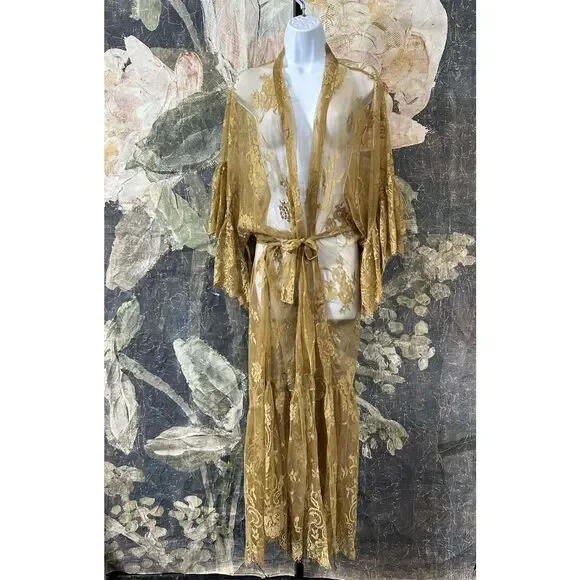 Free People Barbara Tiered Lace Duster Size One Size - Picture 4 of 6